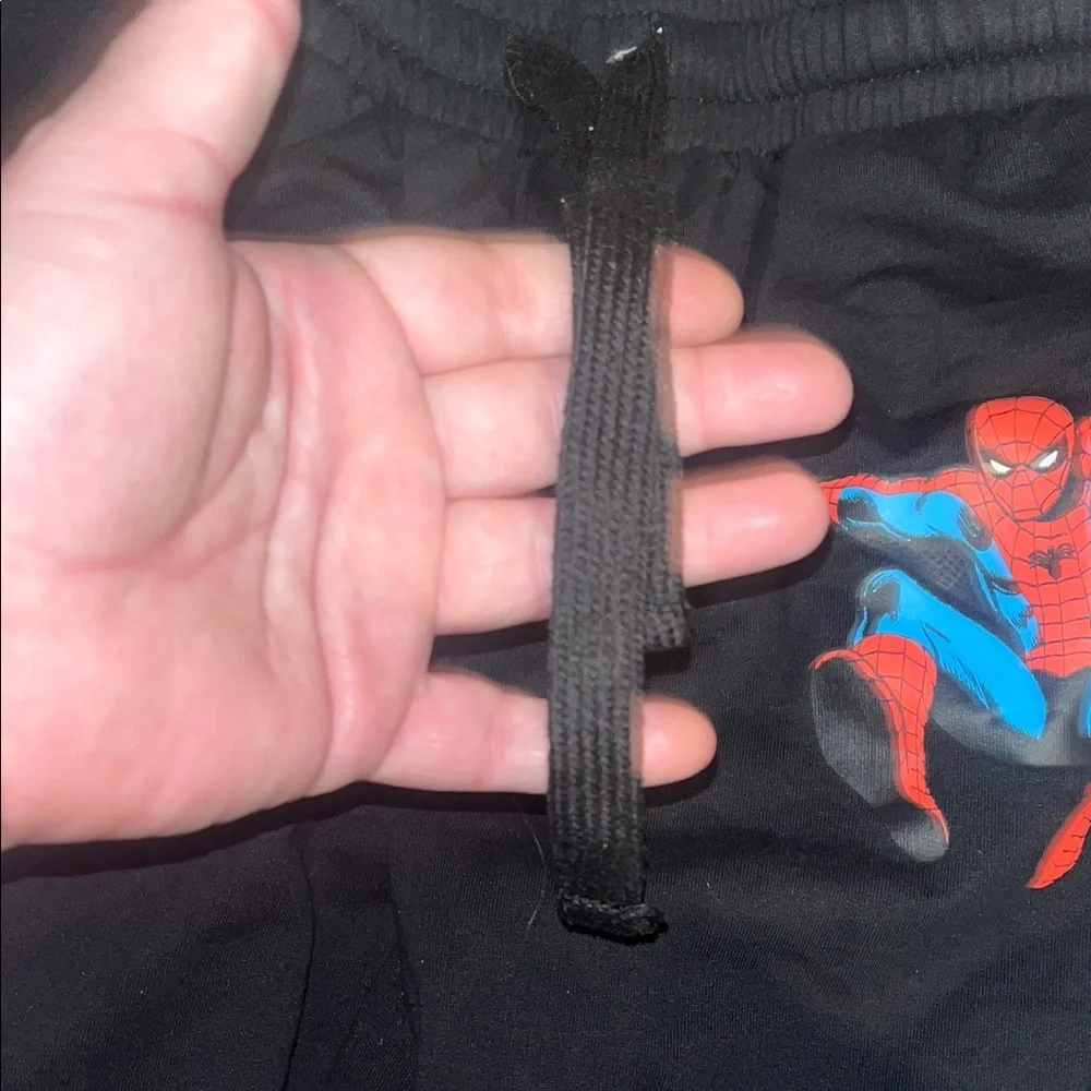Spider-Man women’s 2 piece set Black stretchy half top & wide sweatpants Bottoms - Picture 8 of 11
